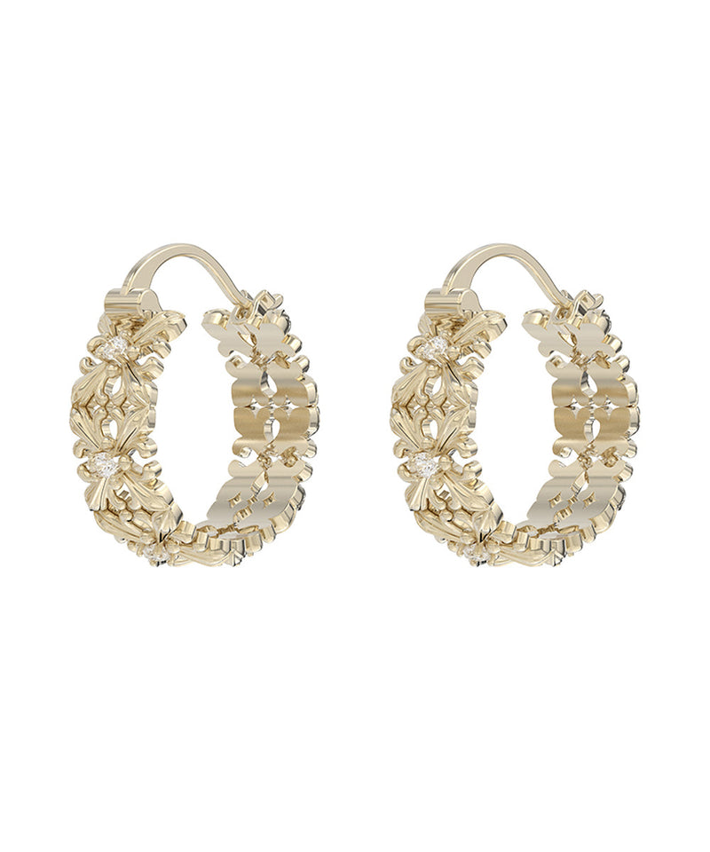 Loose Gold Copper Overgild Zircon Iris Hoop Earrings