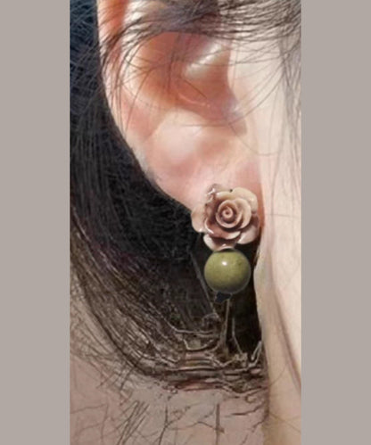Fine Light Green Copper Alloy Tie Dye Shell Drop Earrings