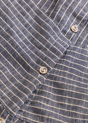 Gray Striped Linen Tunics Stand a Line Skirts Art Dresses