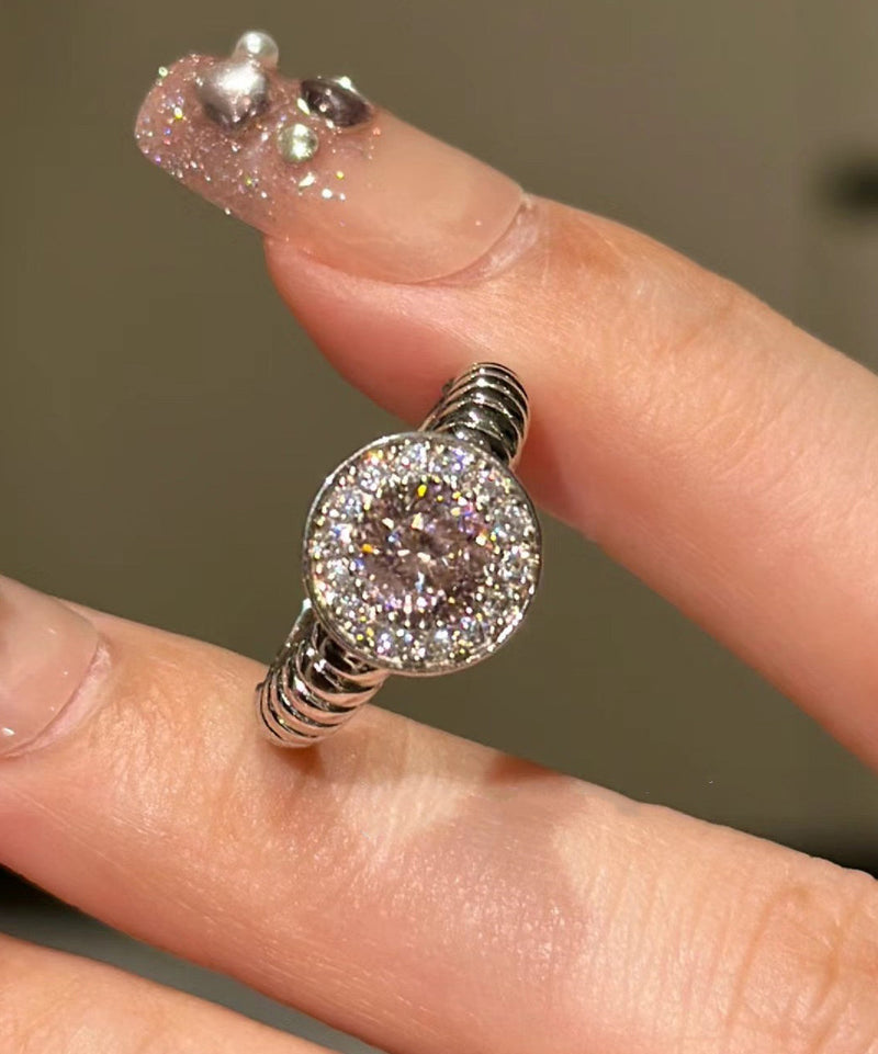 Diy Pink Sterling Silver Zircon Pigeo Egg Shaped Rings