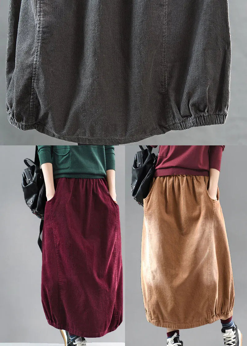 Mulberry Corduroy a Line Skirts Pockets Spring