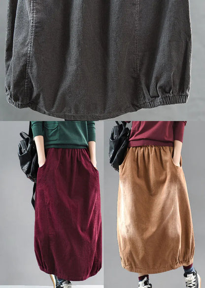 Mulberry Corduroy a Line Skirts Pockets Spring