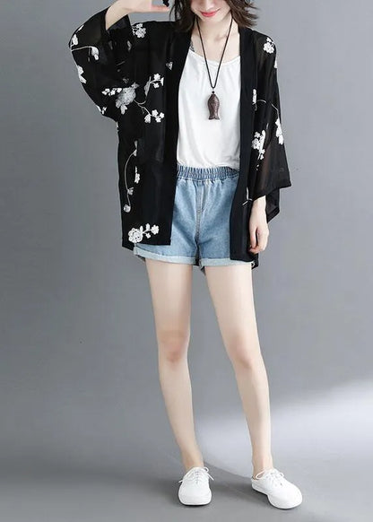 Black Bat Wing Sleeve Summer Long Sleeve Cardigans