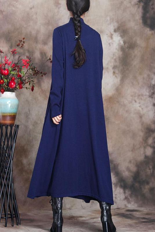 Pure Color Knitted High Neckline Dress