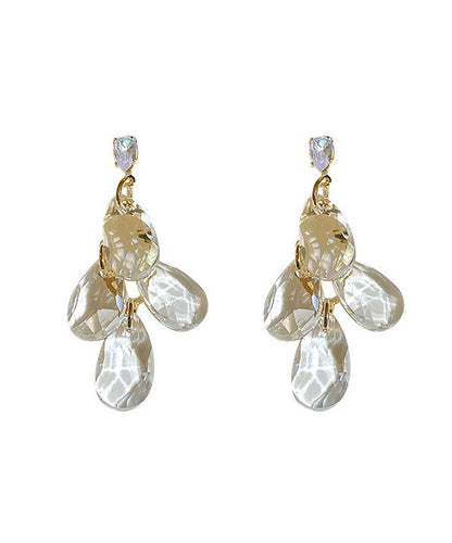 Nude Sterling Silver Alloy Crystal Zircon Tassel Drop Earrings