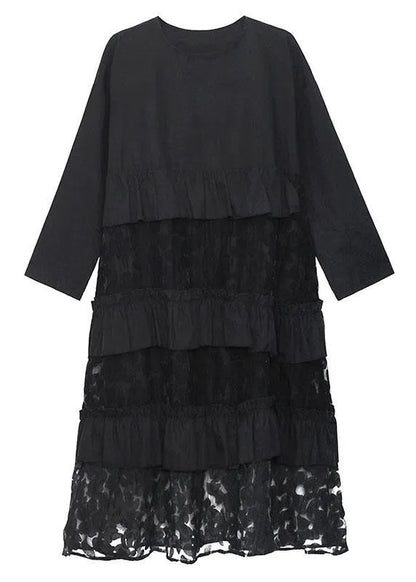 Black Ruffles Fall Lace Dresses