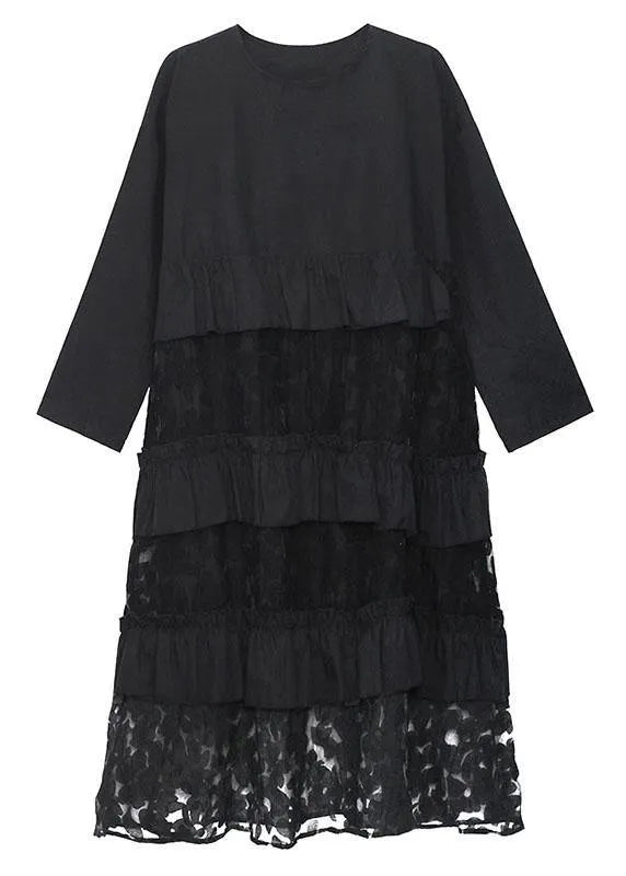 Black Ruffles Fall Lace Dresses