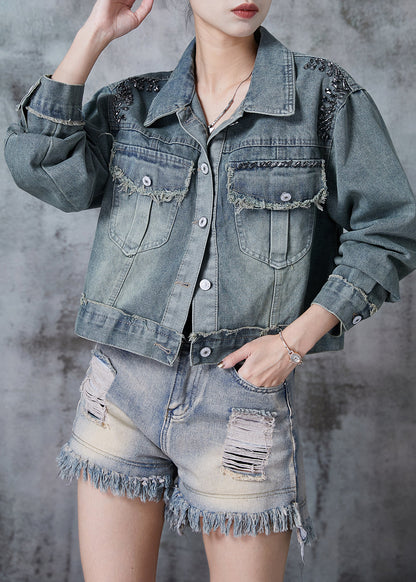 Blue Oversized Denim Coat Fall