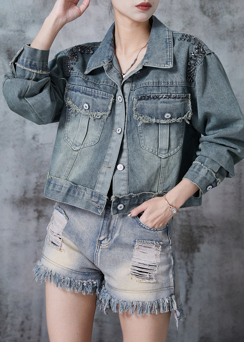 Blue Oversized Denim Coat Fall