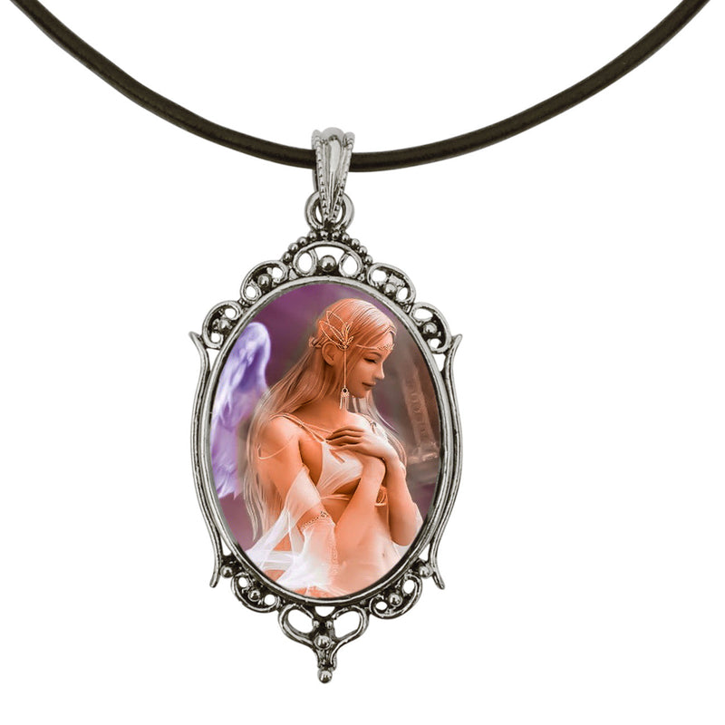 Angel Antique Silver Cameo Pendant on 18