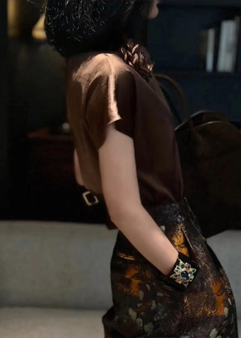 Brown Silk Shirts Summer