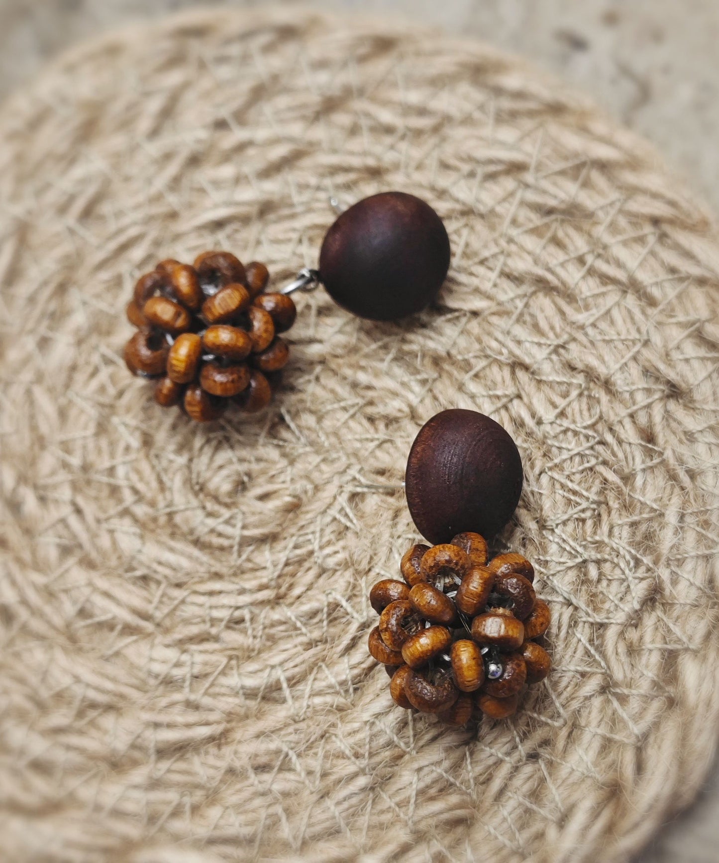 Brown Sterling Silver Pinecone Drop Earrings