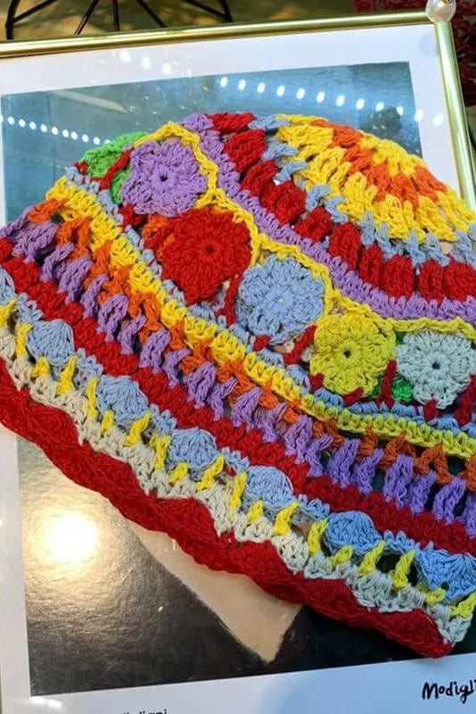 Multicolor Knitted Hollow Out Hat