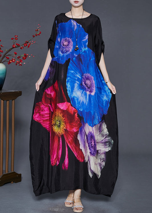 Blue Silk Holiday Dress Oversized Spring