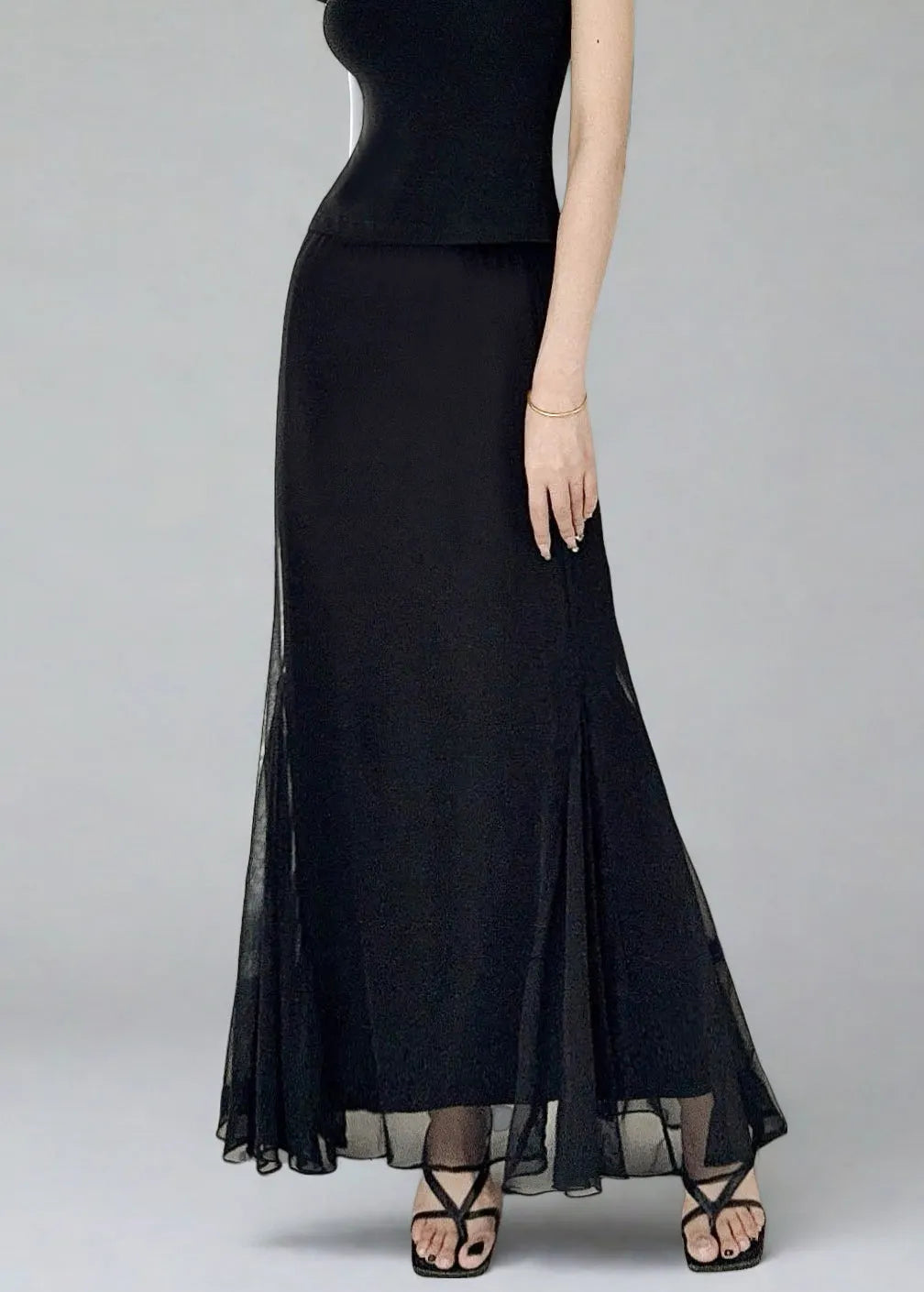 Slim Fit Black High Waist Tulle Skirt Summer