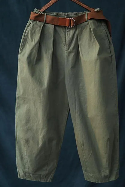 Limited Stock- Pure Color Bloom Pants With Belt