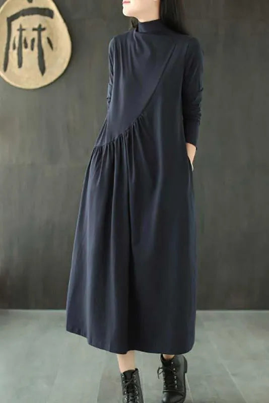 Limited Stock- Draped High Neckline Dress
