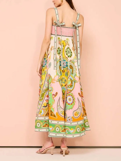 Fashionable Unique Holiday Print Midi Dress