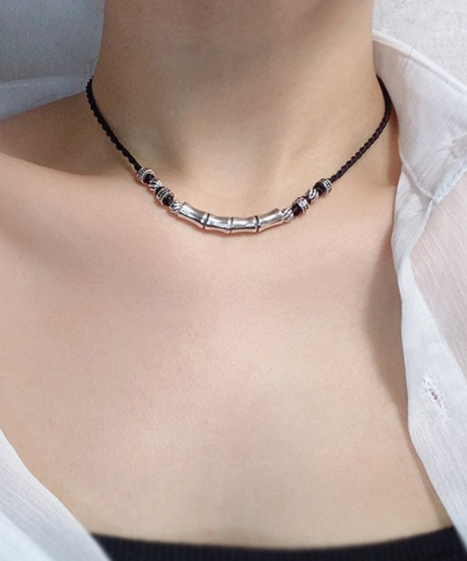 Black Hand Woven Sterling Silver Choker