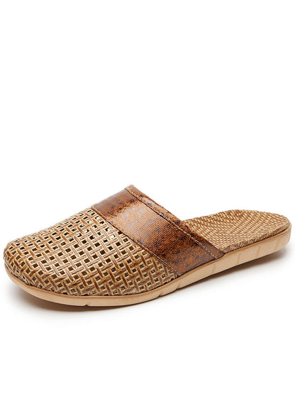 Summer Bamboo Weaving Spliced Slippers