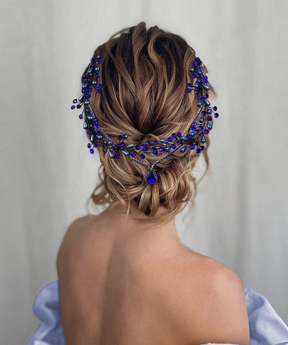 Blue Zircon Water Dropl Pearl Hairpiece