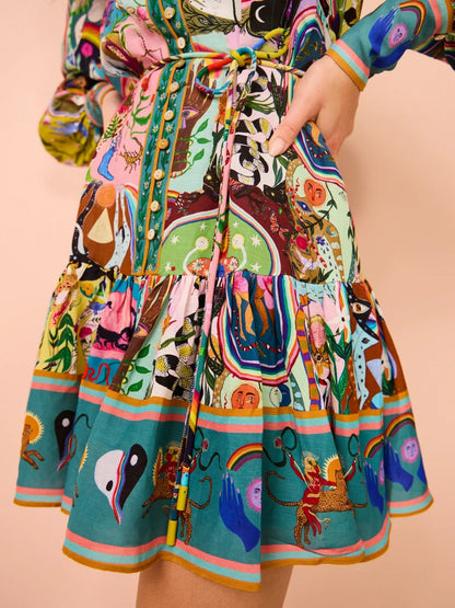 Graffiti Evergreen Printing Mini Dress