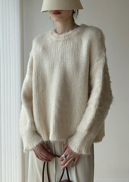 Grey Cozy Warm Knit Winter Sweaters O-neck