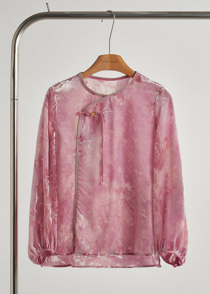 Diy Rose Tasseled Jacquard Silk Velour Shirts Fall