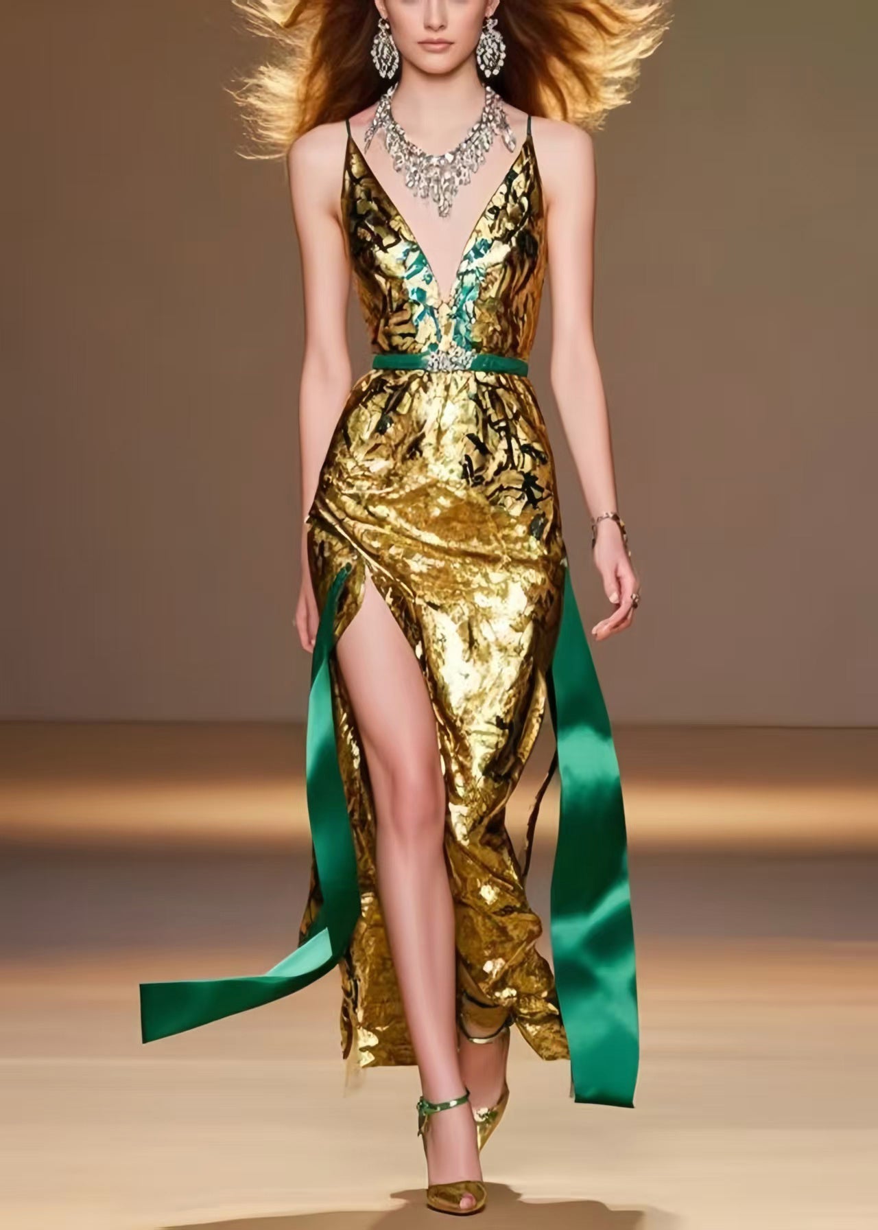 Golden Side Open Silm Fit Vestidos Dress Summer