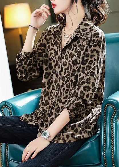 Leopard Print Chiffon Shirts Fall