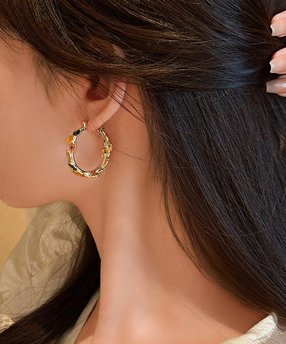 Oversize Gold Copper Alloy Drip Glaze Hoop Earrings