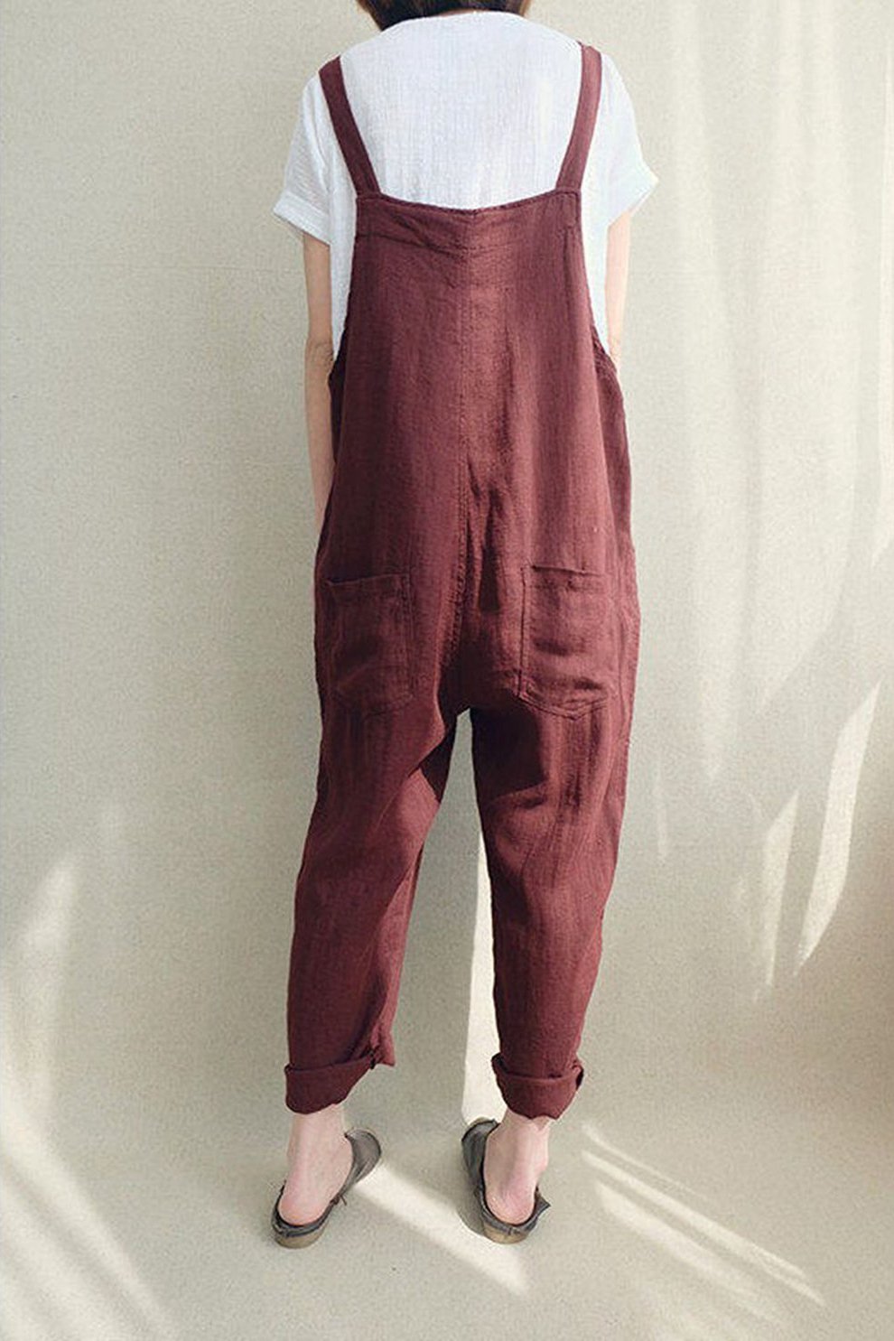Linen Jumpsuits Overalls Pants With Pockets Linen Harem Pants