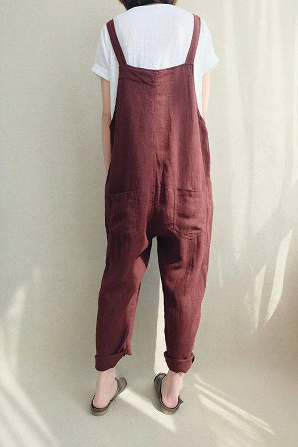 Linen Jumpsuits Overalls Pants With Pockets Linen Harem Pants