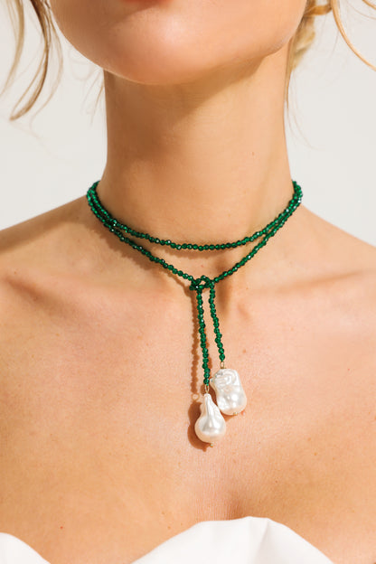 Chalcedony Geometric Irregular Natural Pearl Necklace