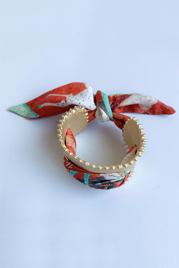 Matte Open Bracelet With Scarf
