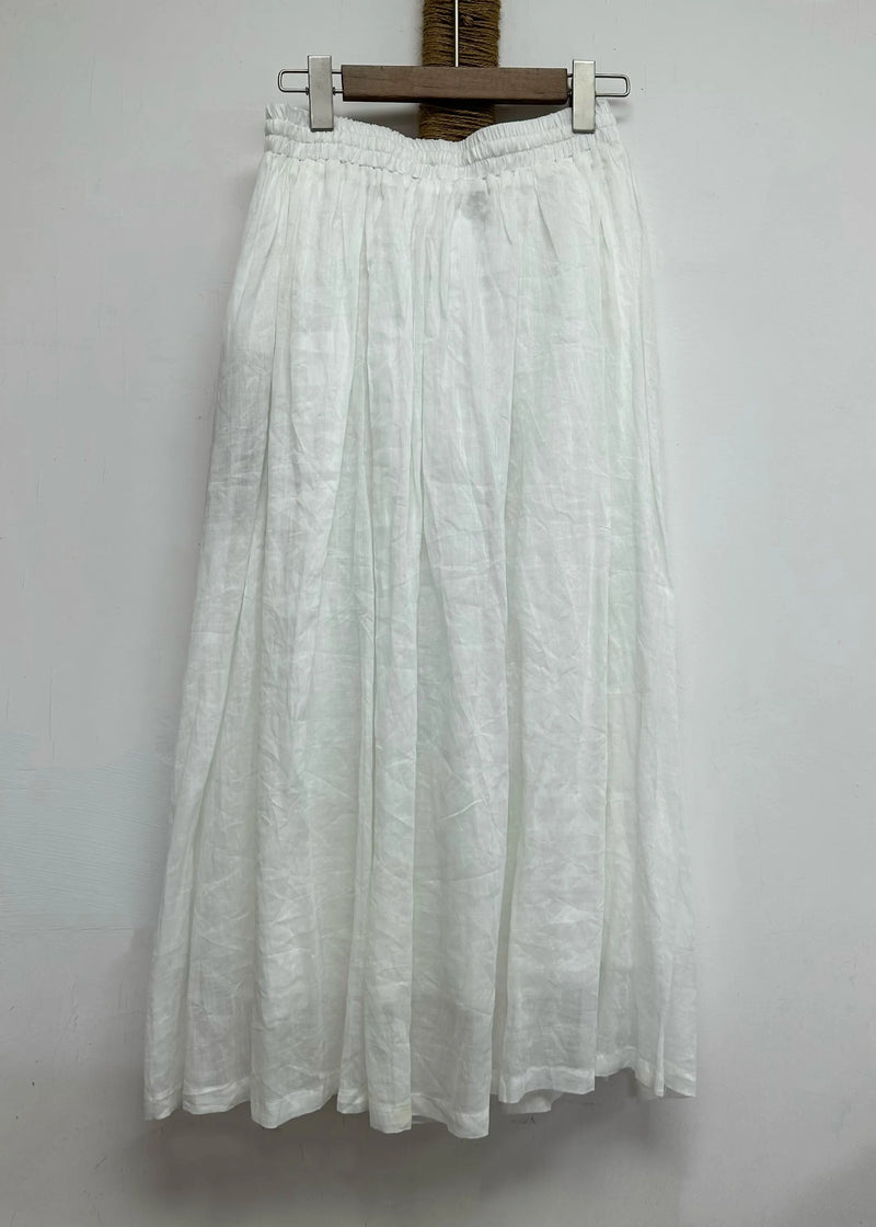 Leisure Khaki Elastic Waist Linen Long Skirt for Summer