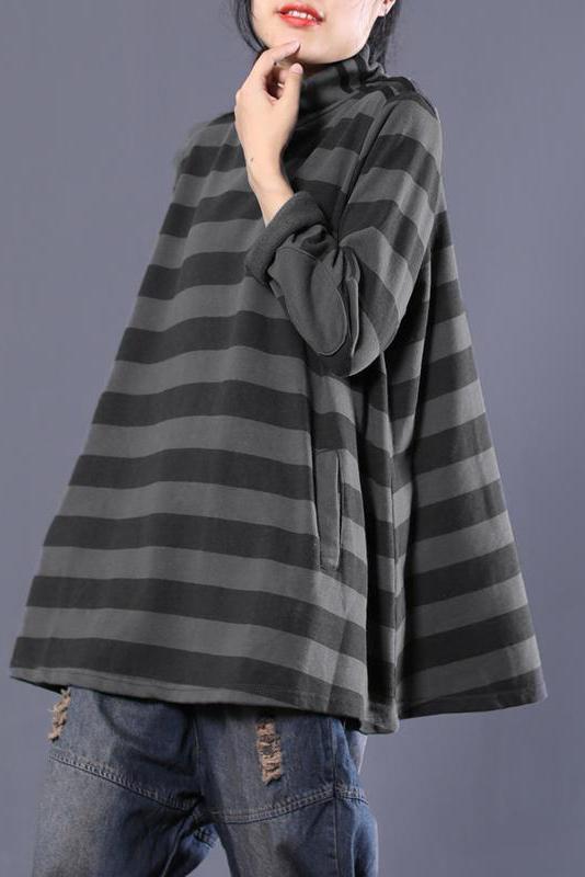Limited Stock- Female Cotton Striped Turtleneck Sweatshirt