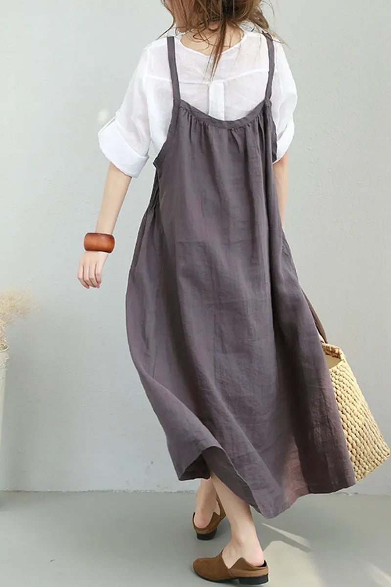 Summer Strap Linen Long Dress Clothes