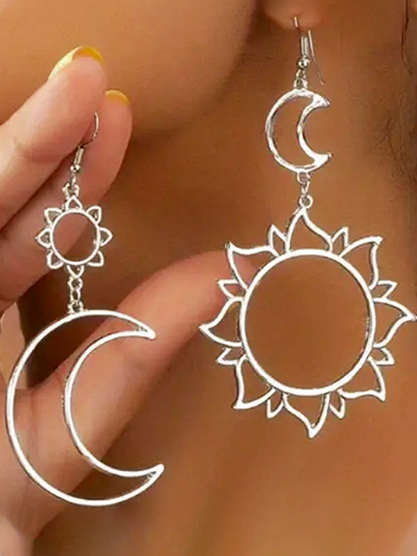 Hollow Color Sun&moon Tasseled Eardrop Accessories