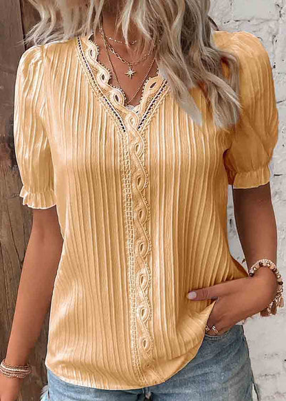 Color Hollow Out Spandex Shirts Summer