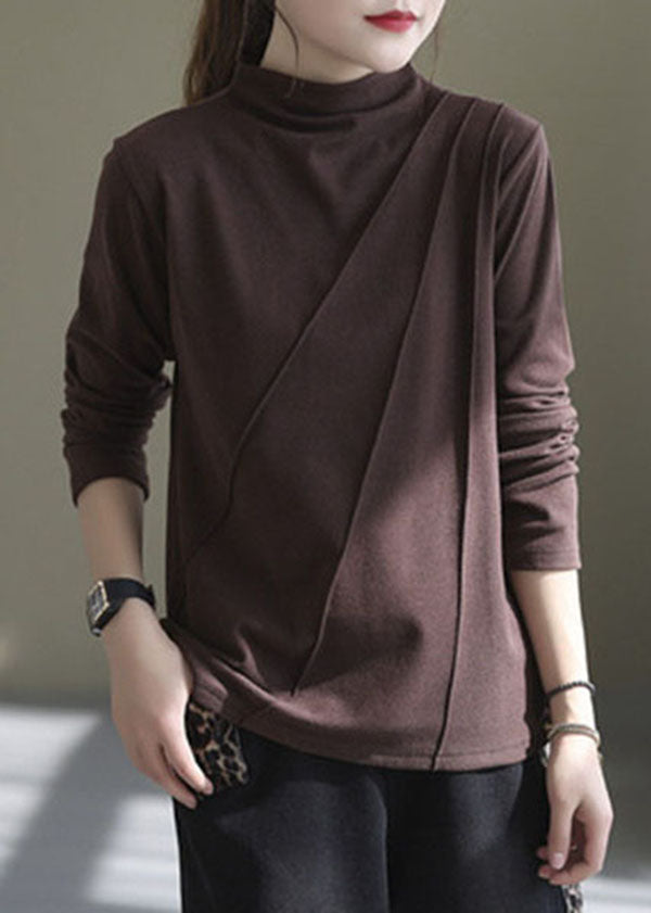 Pink High Neck Wrinkled Velour Shirt Winter