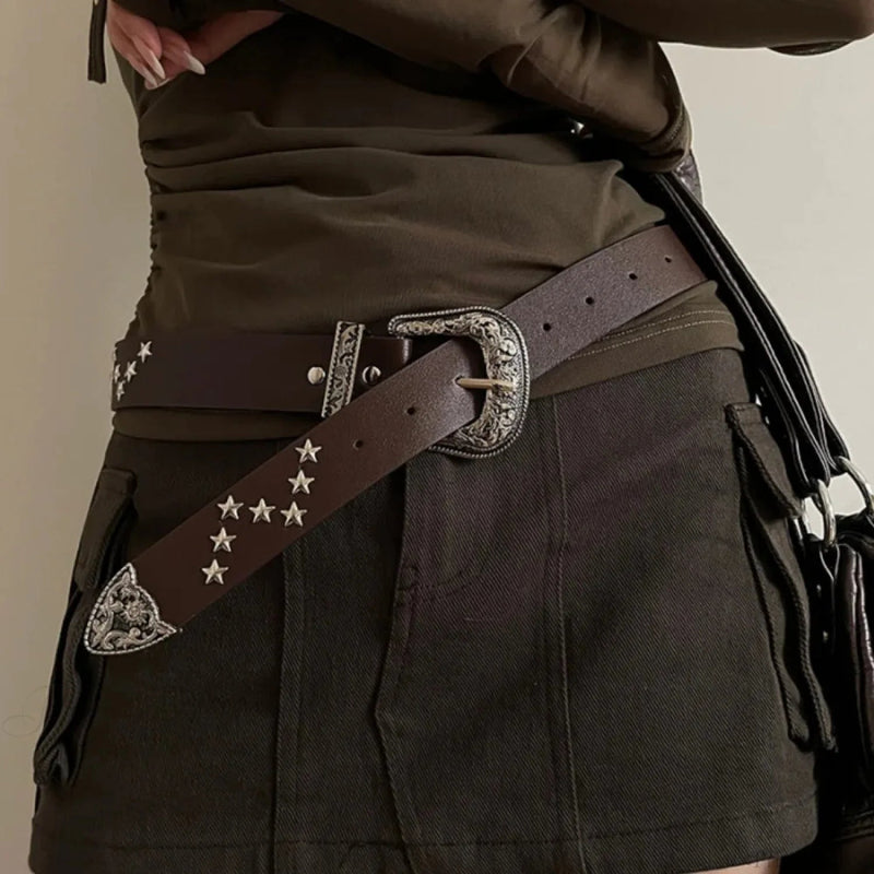 Stellar Rivet Y2k Gothic Metallic Buckle Belt