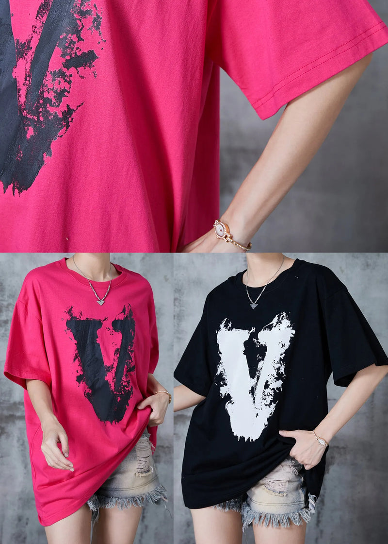 Rose Oversized Print Cotton Tank Tops Summer