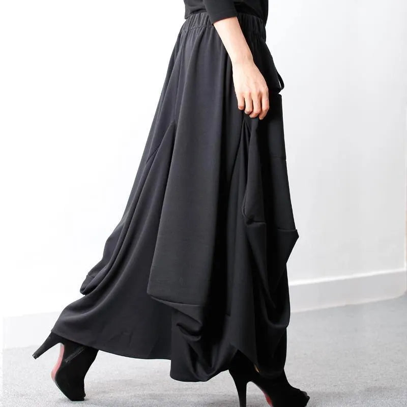 Cotton Clothes 18th Century Elastic Waist Black Skirt