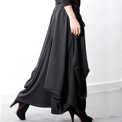 Cotton Clothes 18th Century Elastic Waist Black Skirt