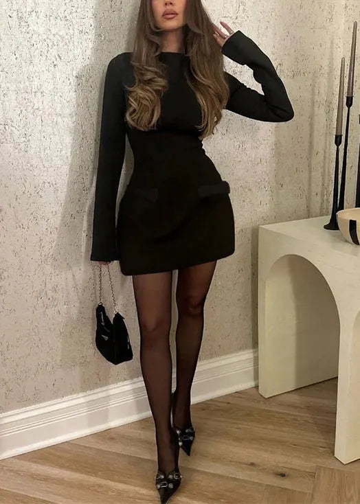 Slim Fit Red Bow High Waist Cotton Mid Dress Spring