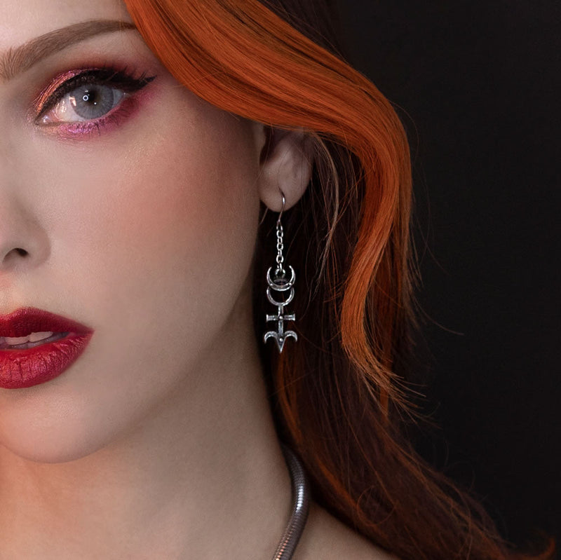 Dr. Dee's Monad Symbol Dropper Earrings by Alchemy Gothic