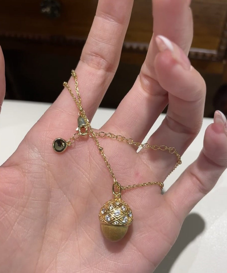 Gold Sterling Silver Overgild Zircon Pinecone Pendant Necklace