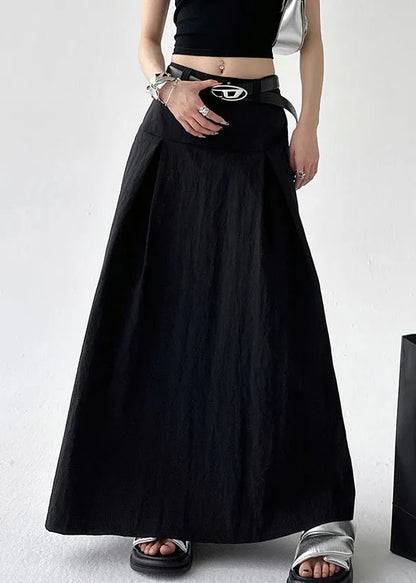 New Black Zippered High Waist Cotton Skirts Summer