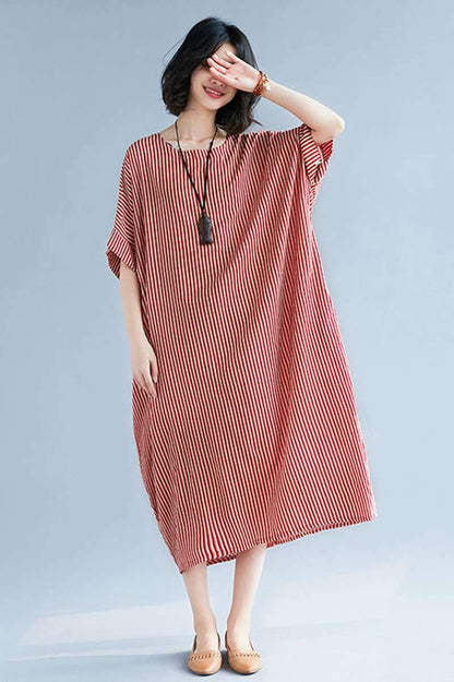 Striped Summer Long Dresses Loose Dress